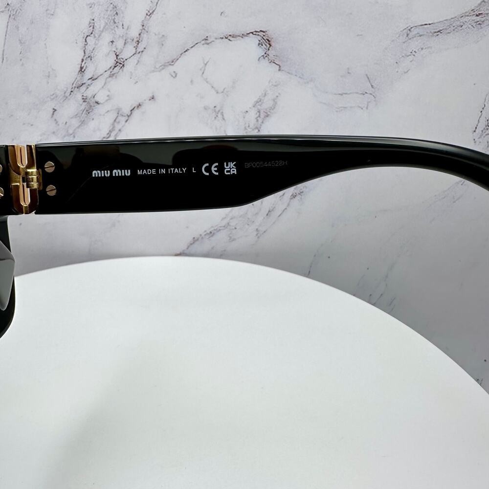 🕶️ Miu Miu Black Oversized Square Sunglasses with Gold Logo ✨ - Picture 8 of 14